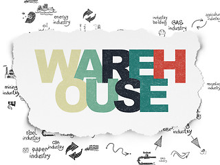 Image showing Manufacuring concept: Warehouse on Torn Paper background