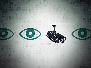 Image showing Security concept: cctv camera icon on Digital Paper background