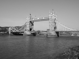 Image showing Black and white Tower Bridge in London