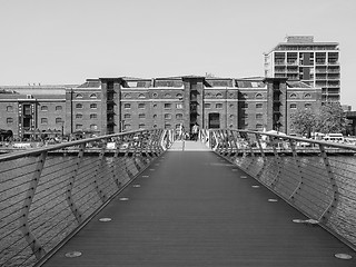 Image showing Black and white West India Quay in London