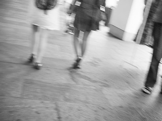 Image showing Black and white Blurred people
