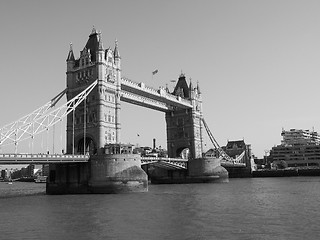 Image showing Black and white Tower Bridge in London