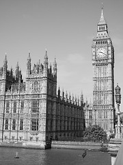 Image showing Black and white Houses of Parliament in London