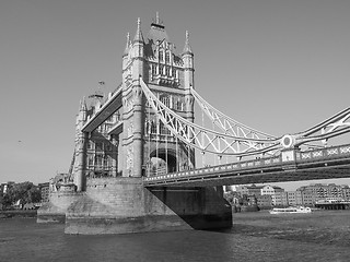 Image showing Black and white Tower Bridge in London