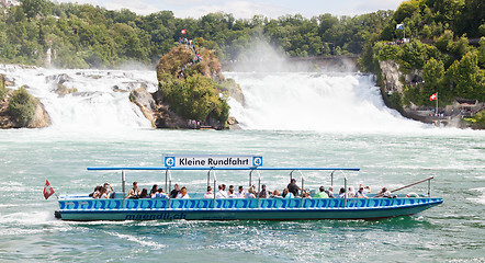 Image showing RHEINFALLS, SWITZERLAND - JULY 25, 2015: View to the biggest wat