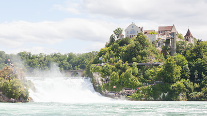 Image showing RHEINFALLS, SWITZERLAND - JULY 25, 2015: View to the biggest wat