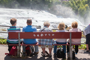 Image showing RHEINFALLS, SWITZERLAND - JULY 25, 2015: View to the biggest wat