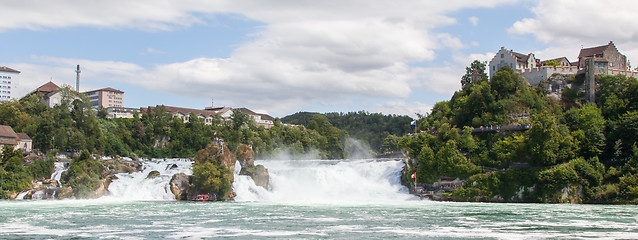 Image showing RHEINFALLS, SWITZERLAND - JULY 25, 2015: View to the biggest wat