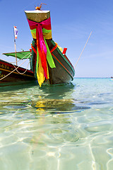 Image showing prow thailand   asia isle blue    pirogue    a sea 