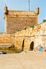 Image showing cannon   in africa morocco old castle brown brick  sky