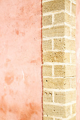 Image showing pink  the old brick construction concrete