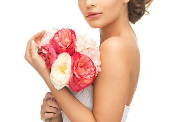 Image showing woman with bouquet of flowers