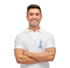 Image showing happy man with prostate cancer awareness ribbon
