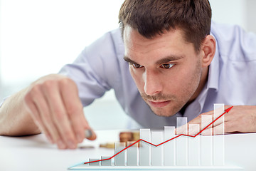 Image showing businessman with coins at office