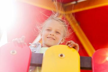 Image showing happy little girl on children playground