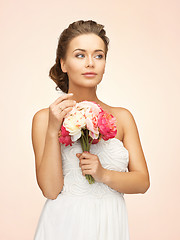 Image showing woman with bouquet of flowers