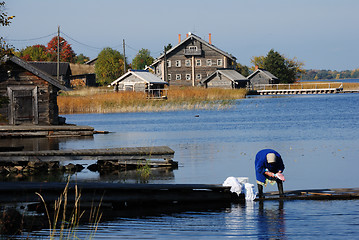 Image showing JAMKA, RUSSIA, SEPTEMBER 24, 2008: resident fishing village rins