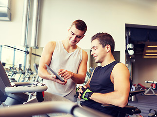 Image showing men exercising on gym machine