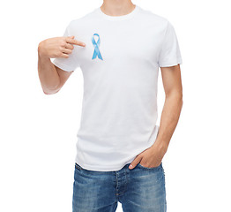 Image showing man with blue prostate cancer awareness ribbon