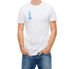 Image showing man with blue prostate cancer awareness ribbon