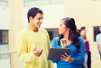 Image showing group of smiling students tablet pc computer