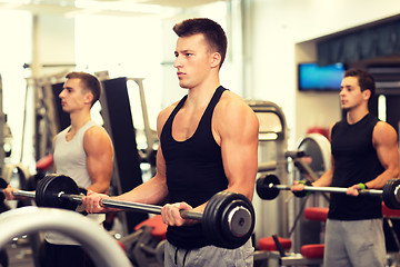 Image showing group of men with barbells in gym