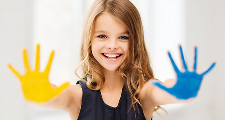 Image showing girl showing painted hands