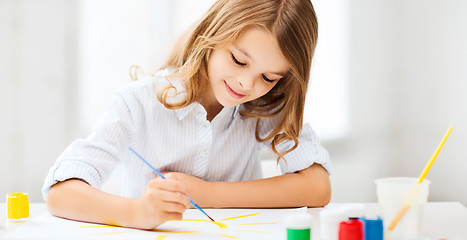 Image showing little girl painting at school