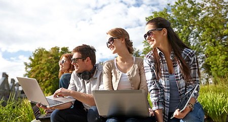 Image showing students or teenagers with laptop computers