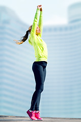 Image showing woman doing yoga outdoors