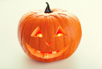 Image showing close up of pumpkins on table