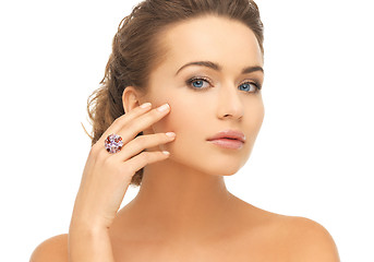 Image showing woman with purple cocktail ring