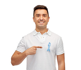 Image showing smiling man with prostate cancer awareness ribbon