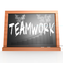 Image showing Black board with teamwork word