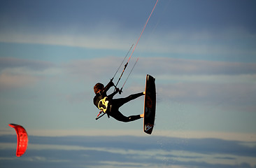 Image showing Kitesurfer in the air