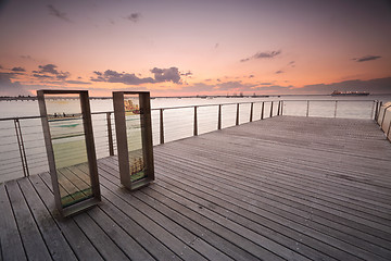 Image showing Sunset over Botany Bay from jetty