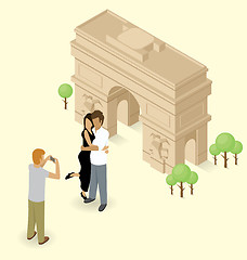 Image showing Couple Making Selfie Near The Triumphal Arch in Paris