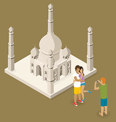 Image showing Couple Making Selfie Near The Taj Mahal