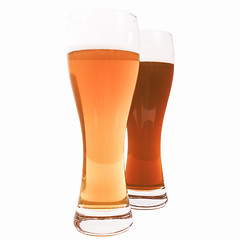 Image showing Retro looking Two glasses of German beer