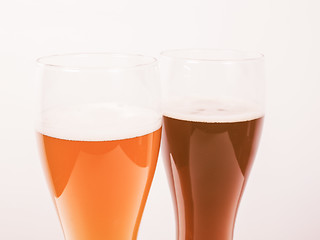 Image showing Retro looking Two glasses of German beer