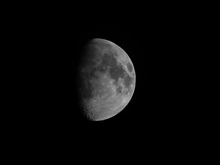 Image showing Black and white Gibbous moon