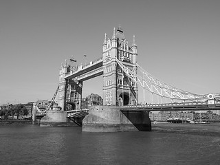 Image showing Black and white Tower Bridge in London