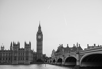 Image showing Black and white Houses of Parliament in London