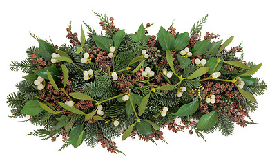 Image showing Mistletoe and Winter Greenery 