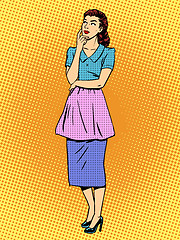 Image showing Woman housewife thinks