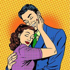 Image showing Couple in love hugging husband wife retro