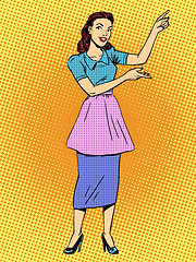Image showing Housewife shows hands retro style pop art