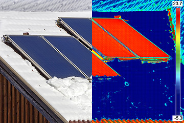 Image showing Infrared and real image of Solar Panels 