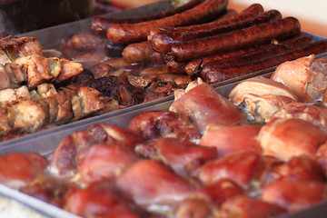 Image showing grilled meat and sausages