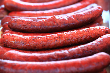 Image showing grilled sausages background